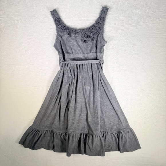 Candies Women’s Gray Flowers Sleeveless A-line Knee Length Dress Large Juniors - Picture 1 of 5